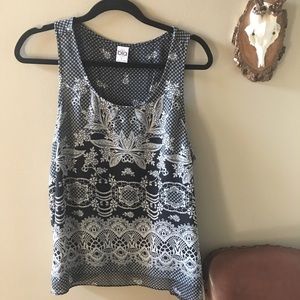 Black and White Printed Layered Tank